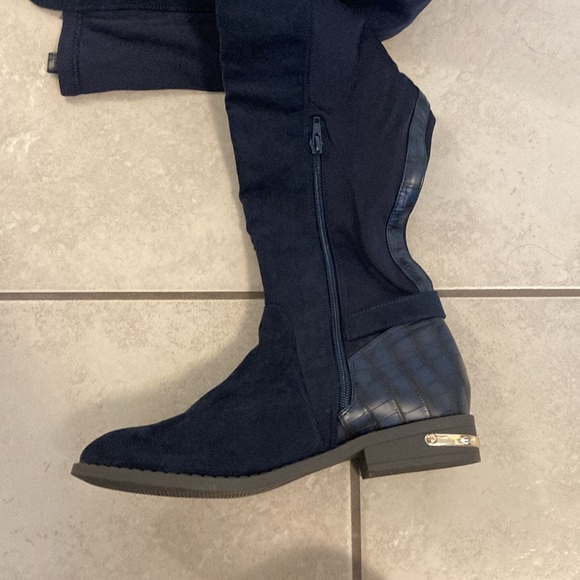 Navy blue over the knee boots - Picture 5 of 9